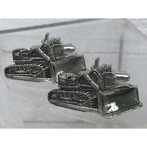 Vtg CATERPILLAR D7C BULLDOZER Tractor Advertising Machinery 80s Cuff Links DOZER